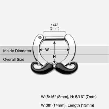 Detail View 1 of Classic Mustache Septum Clicker-Black